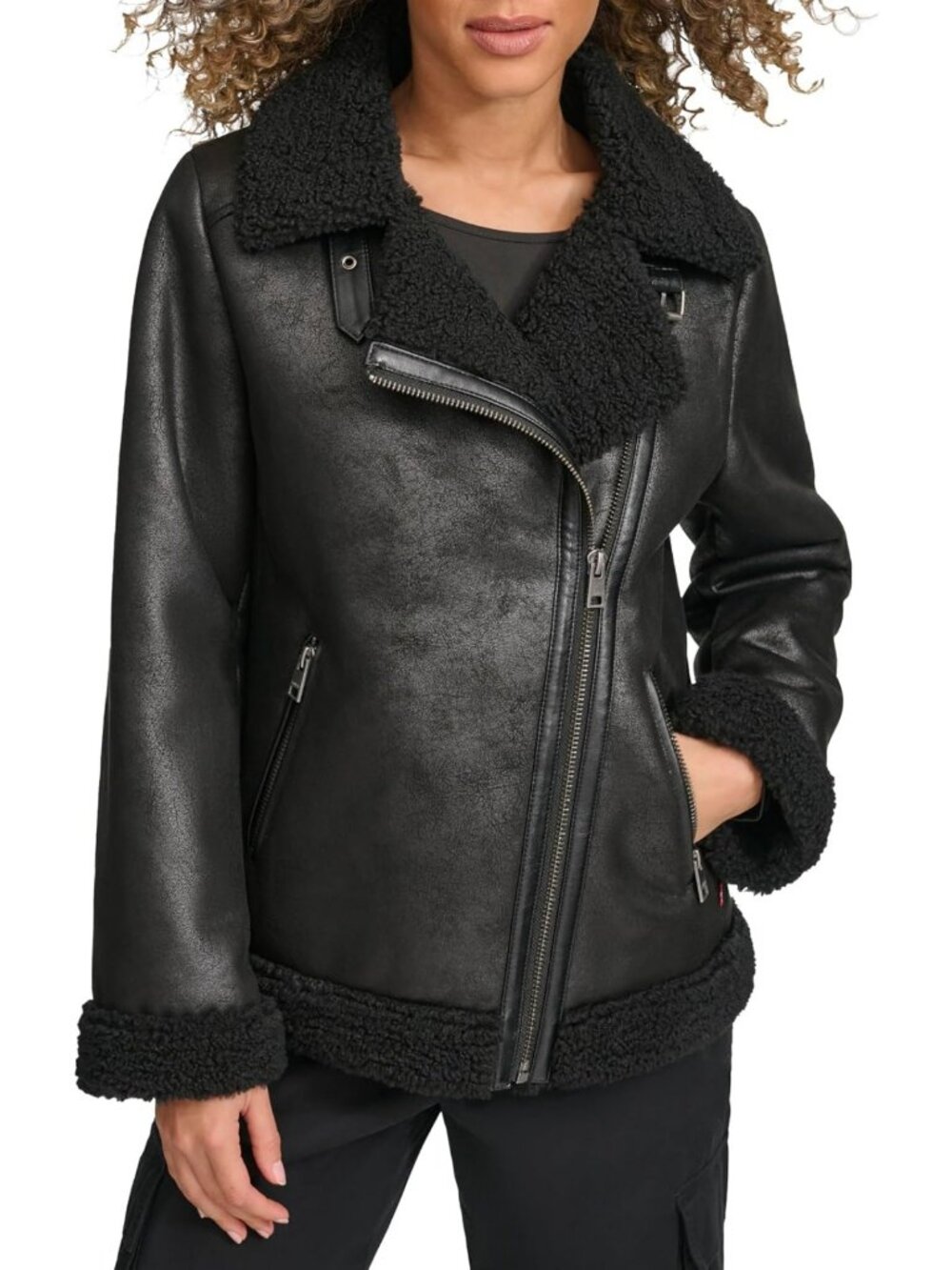 Faux Shearling Moto Jacket for Women | Stylish Warm Winter Outerwear